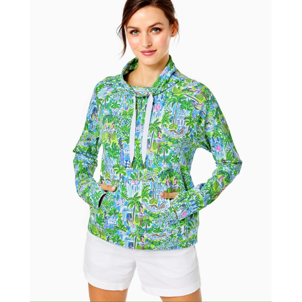 Lilly Pulitzer Jax Long Sleeved Popover Sprout Green Lilly On Holiday Size Small